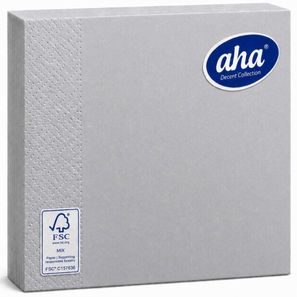 Салфетки Aha 20 броя в плик 33x33см СРЕБРО /12 плика в кашон/