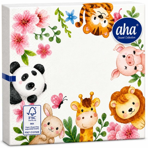 Салфетки Aha 20 броя в плик 33x33см ZOO ЖИВОТНИ ED 100 /12 плика в кашон/