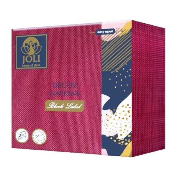 Салфетки JOLI BLACK LABEL 30 броя в плик 33x33см БОРДО /14 плика в кашон/