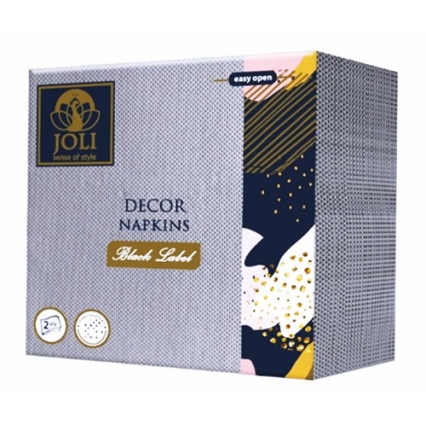 Салфетки JOLI BLACK LABEL 30 броя в плик 33x33см СИВИ /14 плика в кашон/