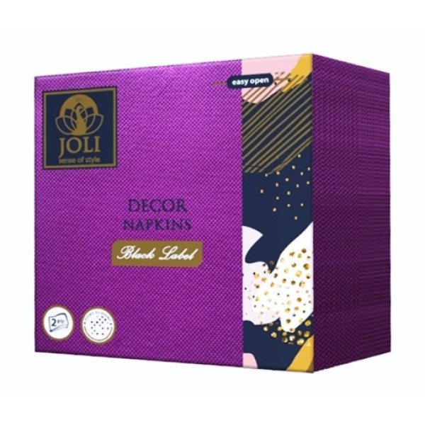 Салфетки JOLI BLACK LABEL 30 броя в плик 33x33см ТЪМНОЛИЛАВИ /14 плика в кашон/