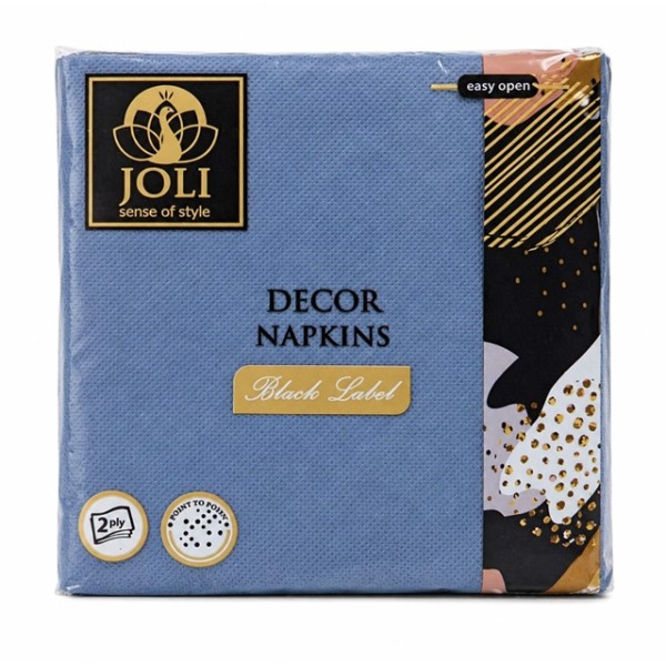 Салфетки JOLI BLACK LABEL 30 броя в плик 33x33см ТЪМНОСИНИ /14 плика в кашон/