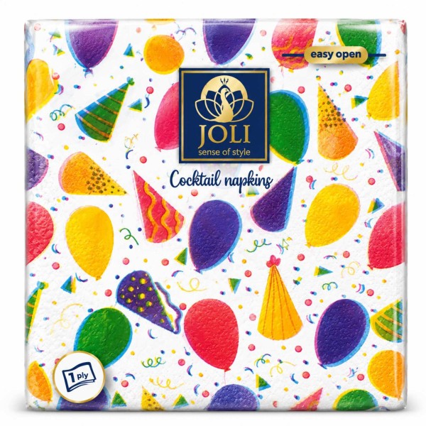 Салфетки JOLI COCKTAIL 50 броя в плик 33x33см БАЛОНИ /18 плика в чувал/