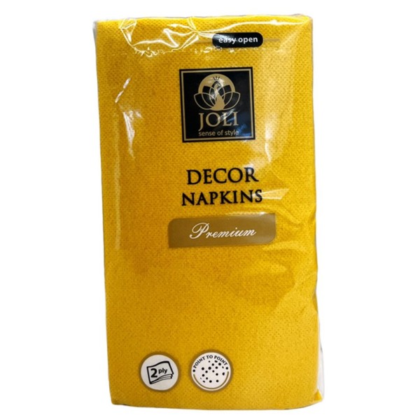 Салфетки JOLI ДЕКОР PREMIUM  20 броя в плик 33x40см 1/8 сгънати ГОРЧИЦА  /18 плика в кашон/