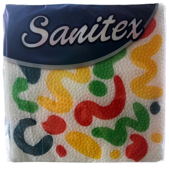 Салфетки Sanitex 60 броя в плик 33x33см ДЕКОР ЦВЕТНИ /22 плика в кашон/