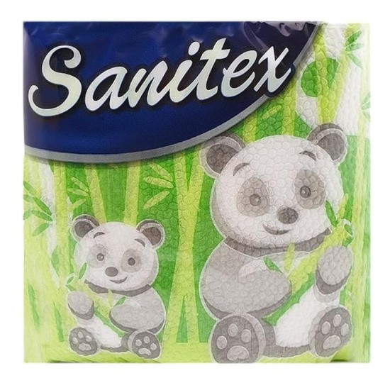Салфетки Sanitex 60 броя в плик 33x33см PANDA /22 плика в кашон/