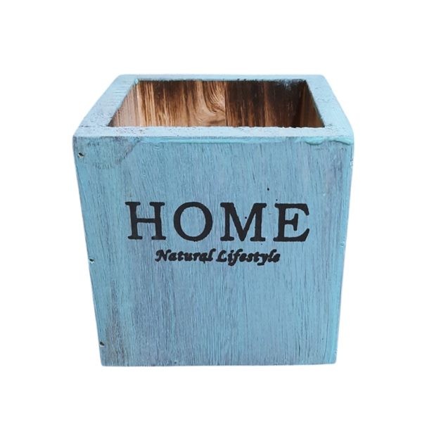 Кашпа дърво тюркоаз HOME 10x10x10см