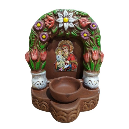 Параклис с цвете кафяв Н-16см/15см М №67-1 /32 броя в кашон/