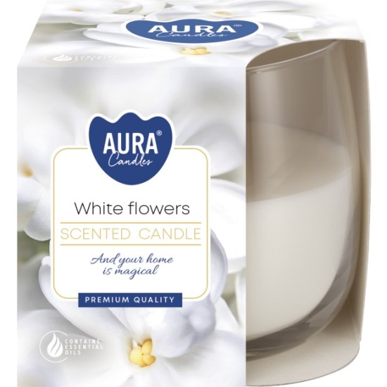 Свещ ароматизирана в чаша WHITE FLOWERS sn71-179 /6 броя в кашон/