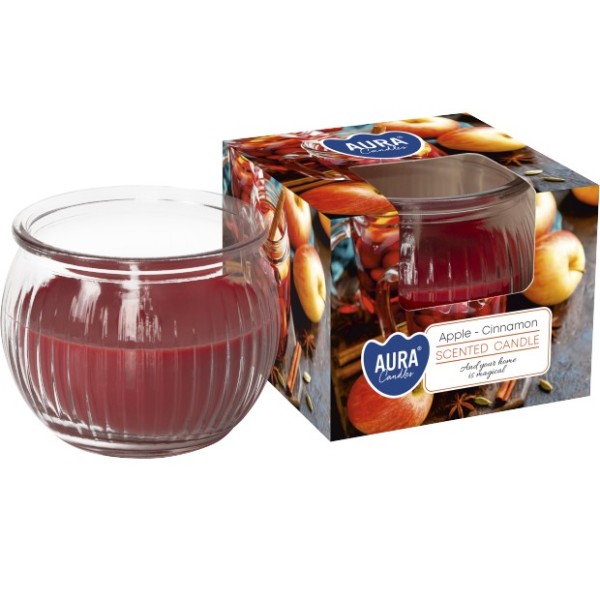 Свещ ароматизирана в оребрена мини чаша APLLE CINNAMON sn69-87 /6 броя в кашон/