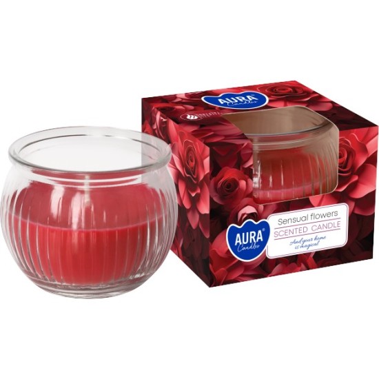 Свещ ароматизирана в оребрена мини чаша SENSUAL FLOWERS sn69-420 /6 броя в кашон/