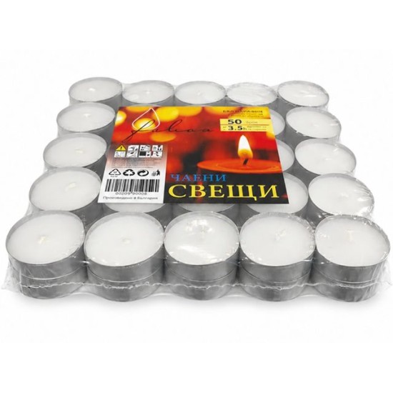 Свещ чаена 50 броя в пакет 4 часа време за горене FBS /12 пакета в кашон/