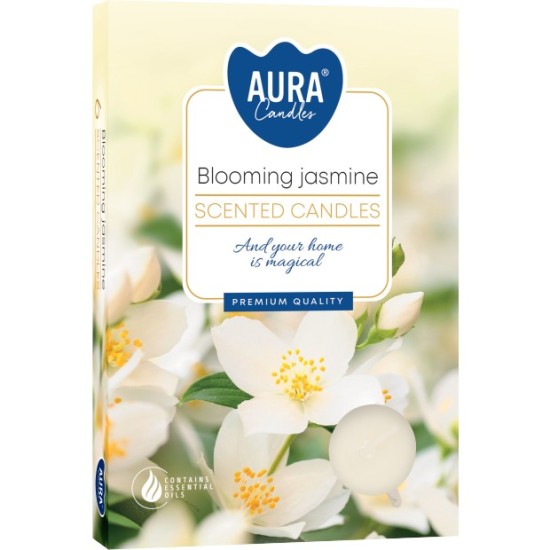 Свещ чаена ароматизирана 6-ца BLOOMING JASMINE p15-169 /12 комплекта  в стек/