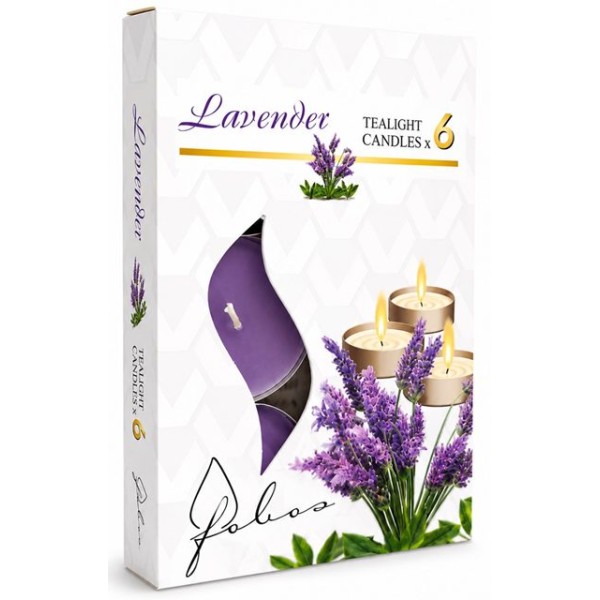 Свещ чаена ароматизирана 6-ца fobos LAVENDER