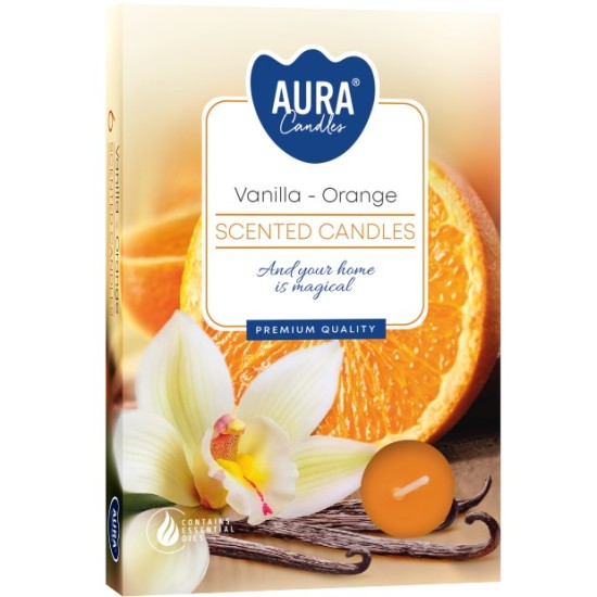 Свещ чаена ароматизирана 6-ца VANILLA - ORANGE p15-37 /12 комплекта в стек/
