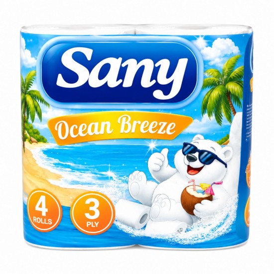 Тоалетна хартия SANY Ocean Breeze 4ка трипластова ароматизирана /9 пакета в чувал/