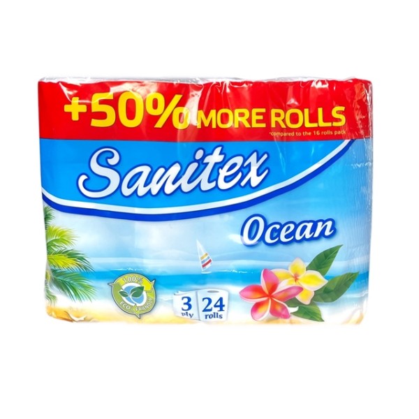 Тоалетна хартия "Sanitex" 24ка трипластова ароматизирана Ocean