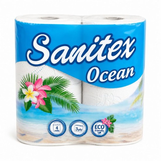 Тоалетна хартия "Sanitex" 4ка трипластова ароматизирана Ocean /9 пакета в чувал/